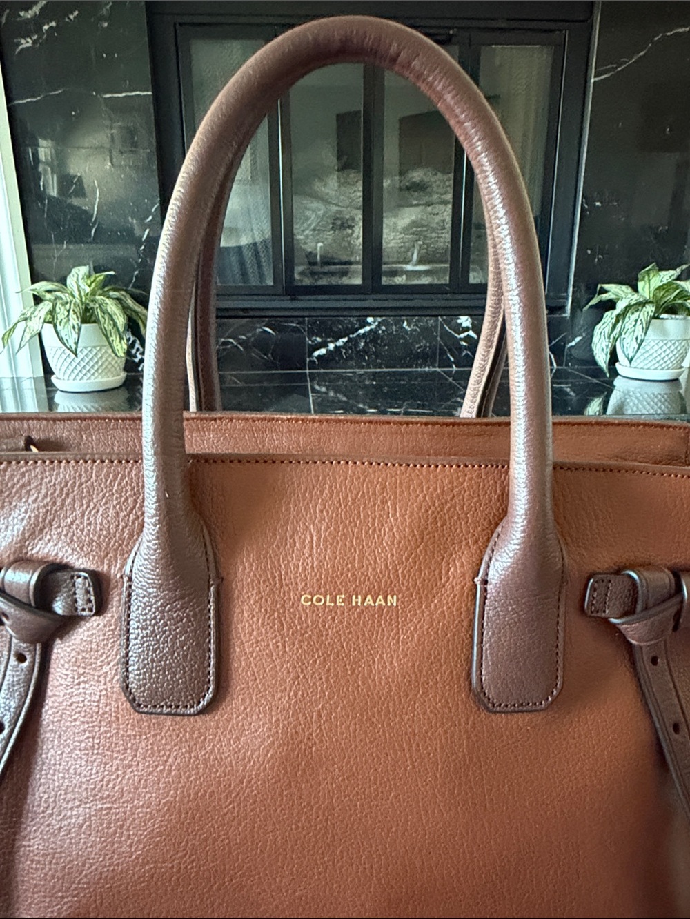Cole Haan Brown Leather Satchel - Picture 2 of 5